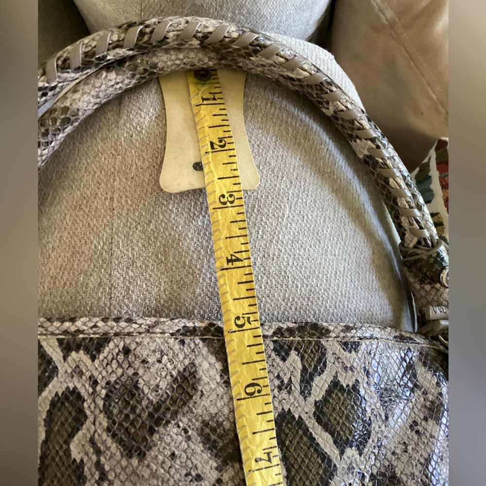 COLE HAAN Genuine Leather Snake Print Embossed Beige/Brown Satchel Shoulderbag - Picture 16 of 17